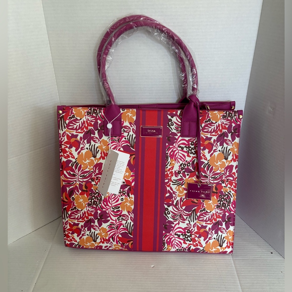 NWT TRINA TURK garden strip tote bag